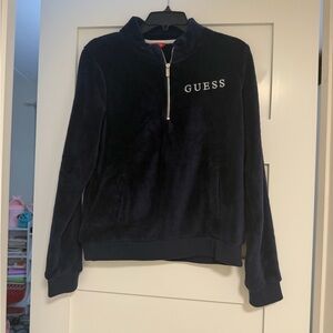 GUESS Navy Plush Zip-Up Hoodie
